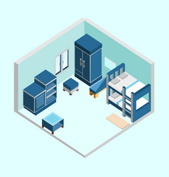 Blue Kid Bedroom Isometric Home Interior Design