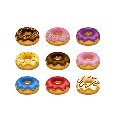 Donuts With Different Color Frosting Icon Set