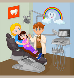 Kid Sitting On Her Moms Lap Sitting On A Dentist C