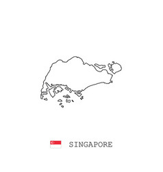 Singapore Map Outline Line Linear