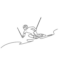 Ski Racer Continuous One Line Drawings Hand