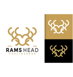 Gold Ram Head Line Modern Logo Design Template