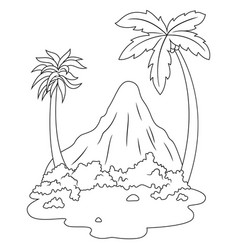 Hand Drawn Of Volcano Mountain Line Art