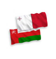 Flags Of Malta And Sultanate Of Oman On A White