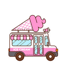 Ice Cream Van Icon Food Truck Isolated