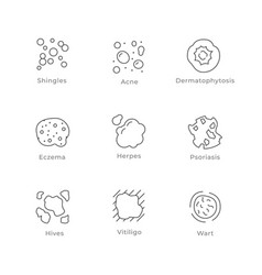 Set Line Icons Of Skin Disease