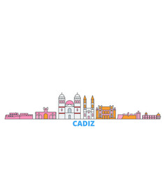 Spain Cadiz Line Cityscape Flat Travel