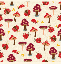 Red Mushrooms And Lady Bugs Seamless Patter