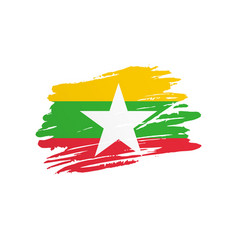 Brush Stroke Texture Flag Of Myanmar