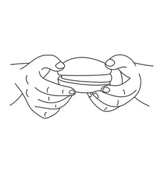 Holding A Hamburger Outline