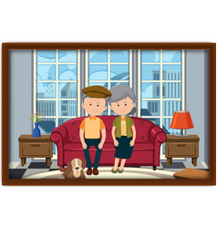 A Picture An Old Couple Sitting At Home