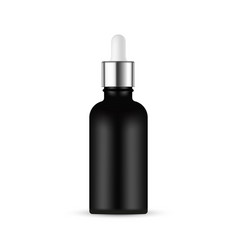 Black Dropper Bottle Mockup With Metal Cap