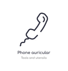 Phone Auricular With Cable Outline Icon Isolated