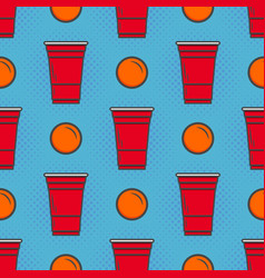 Beer Pong Seamless Pattern Red Plastic Cups