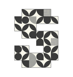 Abstract Retro Number 5 Logo Icon Modern Bauhaus