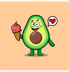 Cute Cartoon Avocado Holding Ice Cream Cone