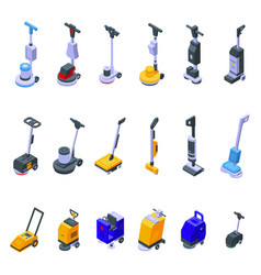 Floor Washing Machine Icons Set Isometric