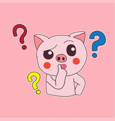 Cute Cartoon Pig Character Who Is Confused