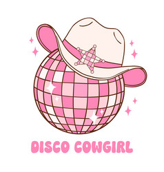 Pink Disco Ball Cowgirl Hat Trendy Groovy Vibes