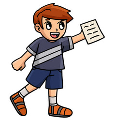 Boy Holding A Letter Cartoon Colored Clipart