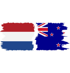 New Zealand And Netherlands Grunge Flags