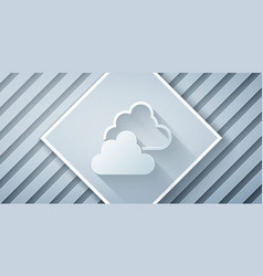 Paper Cut Cloudy Weather Icon Isolated On Grey