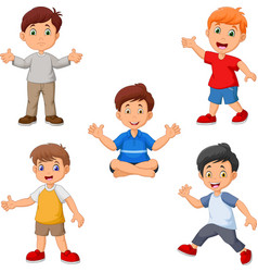 Cartoon boys collection set Royalty Free Vector Image