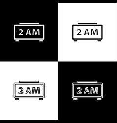 Set Digital Alarm Clock Icon Isolated On Black And