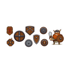 Game Character Viking And Different Shields