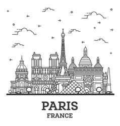 Outline Paris France City Skyline With Historic