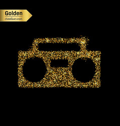 Gold Glitter Icon Of Boombox Isolated