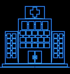 Continuous Line Drawing Art Hospital Building Neon