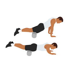 Man Doing Foam Roller Quadriceps Stretch Exercise