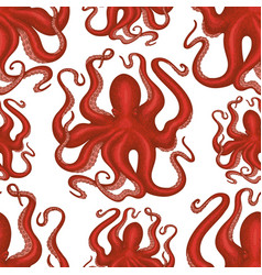 Octopus Seamless Pattern Hand Drawn Seafood