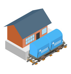 Railroad Boxcar Icon Isometric Style