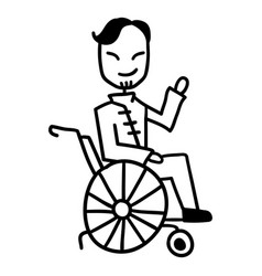 Doodle Asian Man In Wheelchair