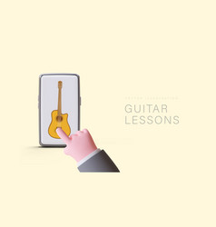 Guitar Lessons Cute Advertising Poster On Yellow