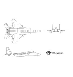 Outline Military Airplane Blueprint