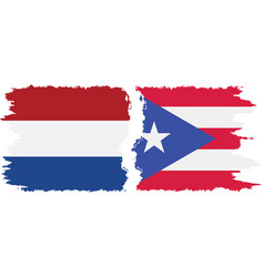 Puerto Rico And Netherlands Grunge Flags