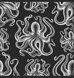 Octopus Seamless Pattern Hand Drawn Seafood