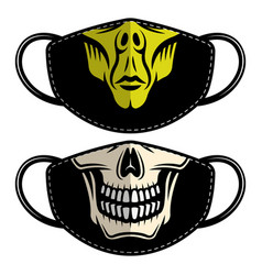 Two Designs Fabric Face Mask With Alien And Skull