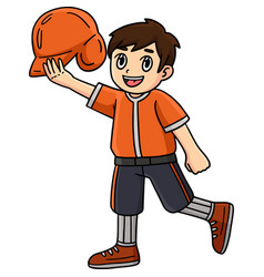 Boy Wearing Baseball Helmet Cartoon Clipart