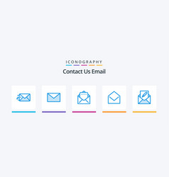 Email Blue 5 Icon Pack Including Open Envelope