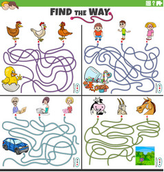 Find The Way Maze Games Set With People