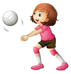 A smiling girl playing volleyball Royalty Free Vector Image