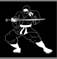 Black ninja draw Royalty Free Vector Image - VectorStock