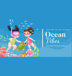 Facebook Template With Explore Ocean World