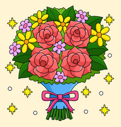 Wedding Flower Bouquet Colored Cartoon