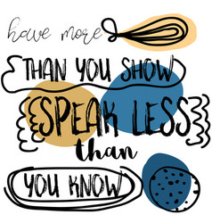 Have More Than You Show Speak Less Than You Know