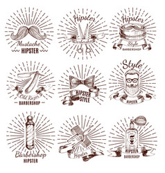 Barbershop Hipster Style Labels